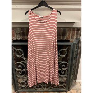 Jodifl summer sheath dress, keyhole back, pink and white stripes, women’s s (V)